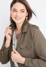 Plus Size Solid Cinched Waist Utility Jacket, , small