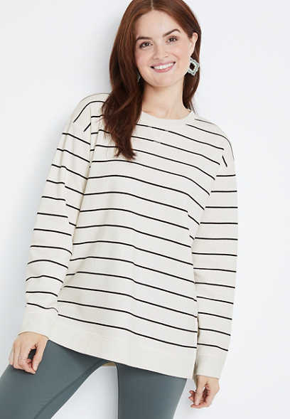 Willowsoft White Stripe Tunic Sweatshirt