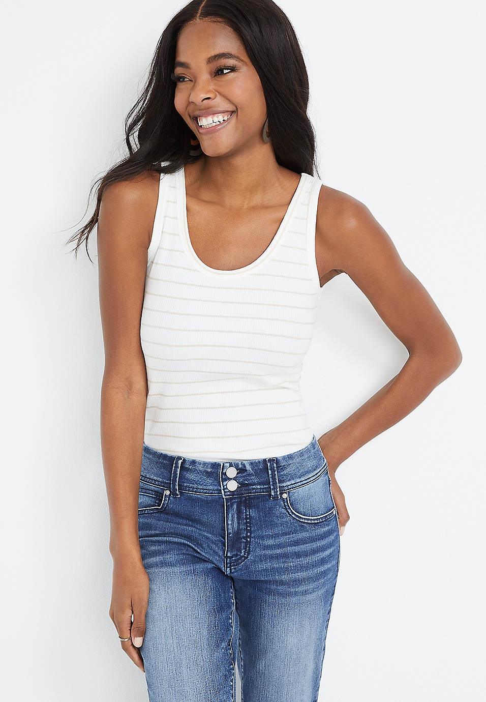 Scoop Neck Ribbed Tank Top