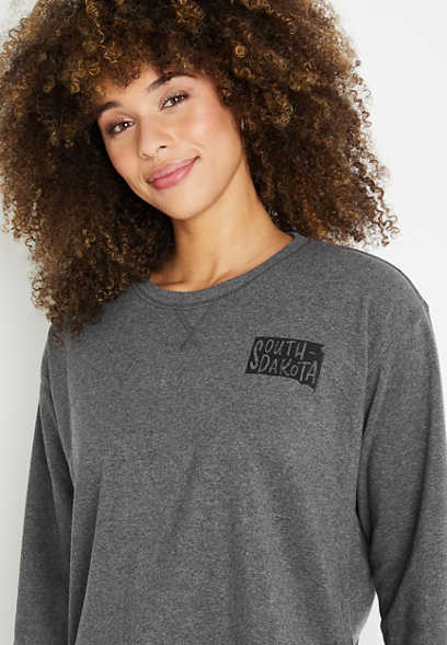 Willowsoft State Graphic Tunic Gray Sweatshirt