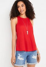 Solid High Neck Waffle Tank Top, C5976, small