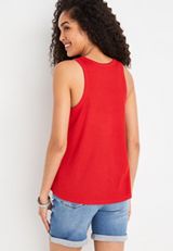 Solid High Neck Waffle Tank Top, C5976, small