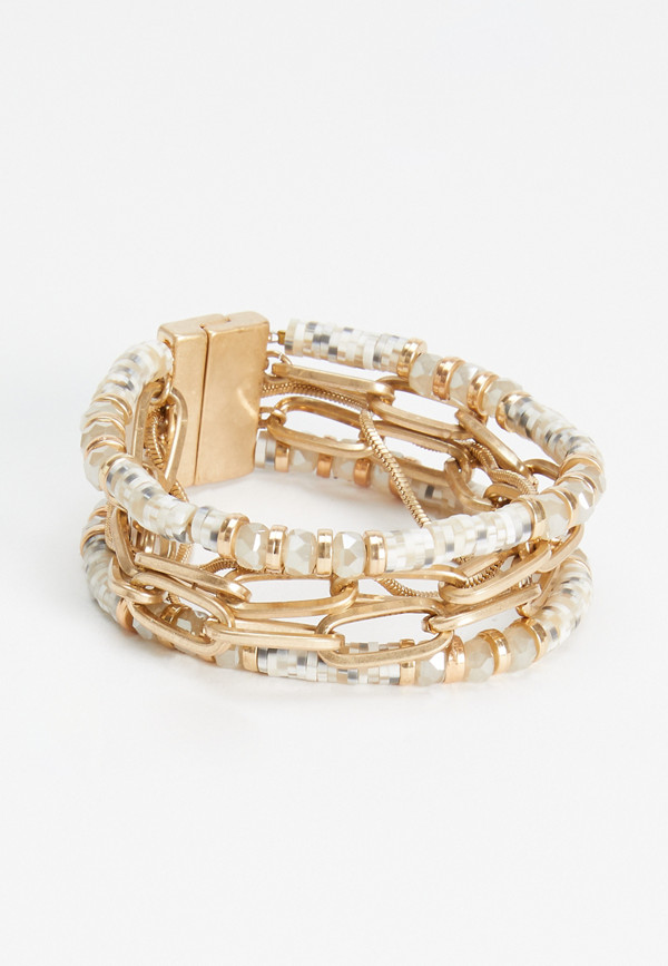 Gold Chain Rubber Disc Magnetic Bracelet | maurices