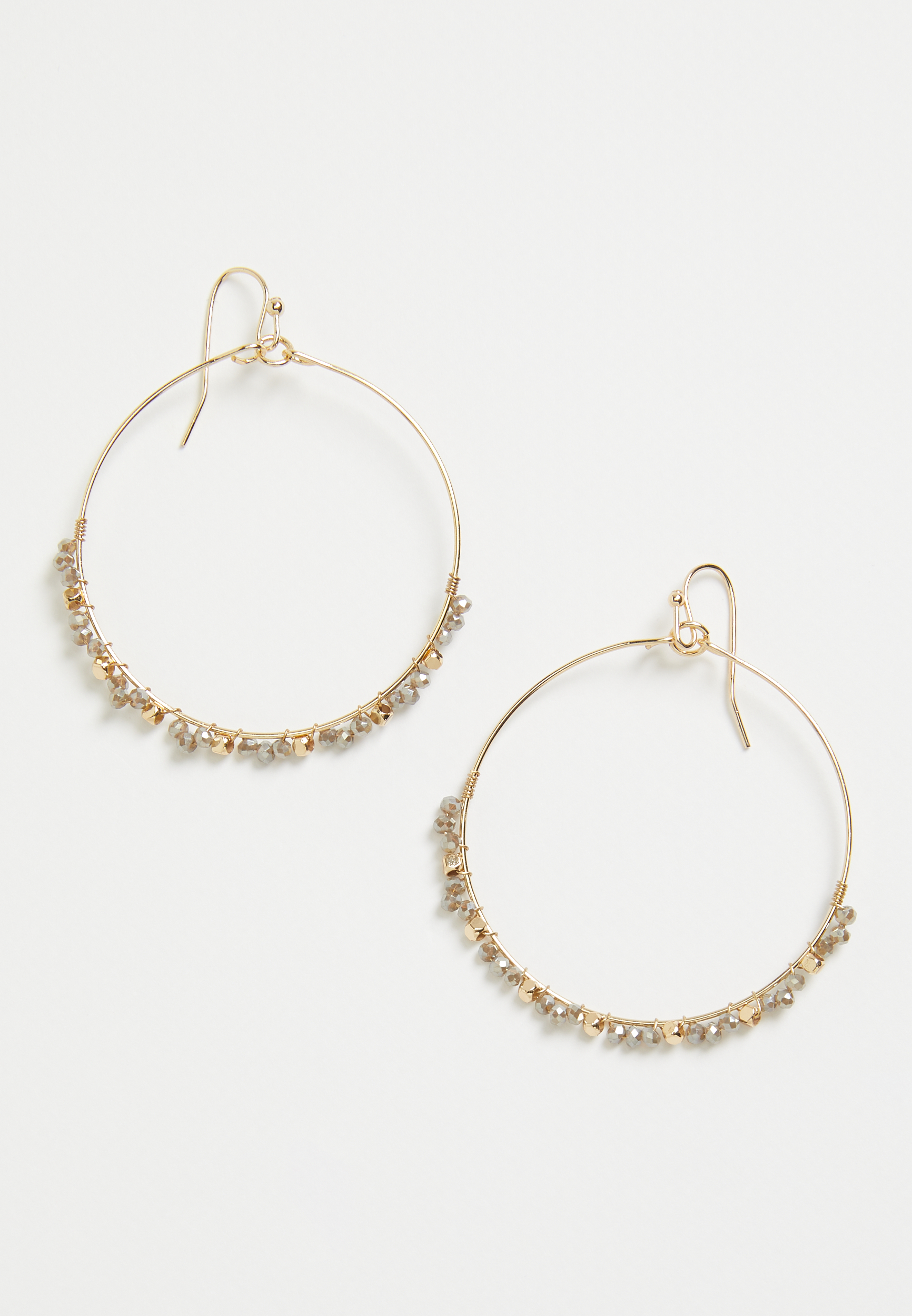 Gold Beaded Hoop Earrings | maurices