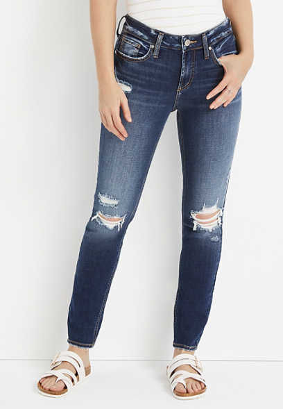 Silver Jeans Co.® Suki Skinny Curvy Mid Rise Ripped Jean