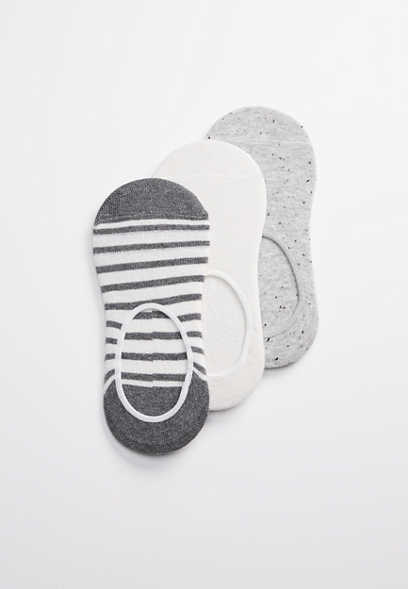 3 Pack Gray Combo Striped No Show Socks