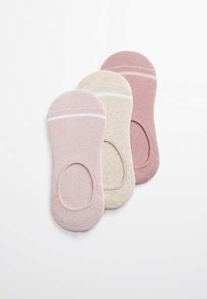 3 Pack Pink Combo Striped No Show Socks