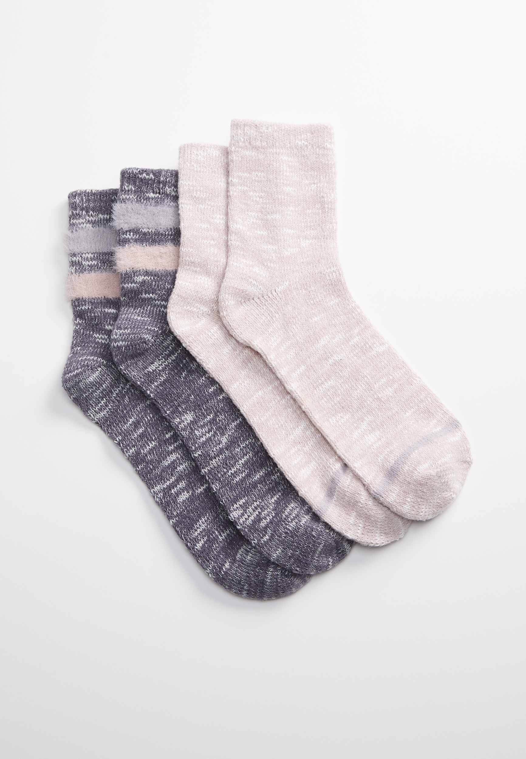 2 Pack Purple Combo Eyelash Short Crew Socks | maurices