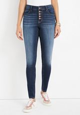m jeans by maurices&trade; Cool Comfort High Rise Button Fly Jegging, DARK SANDBLAST, small