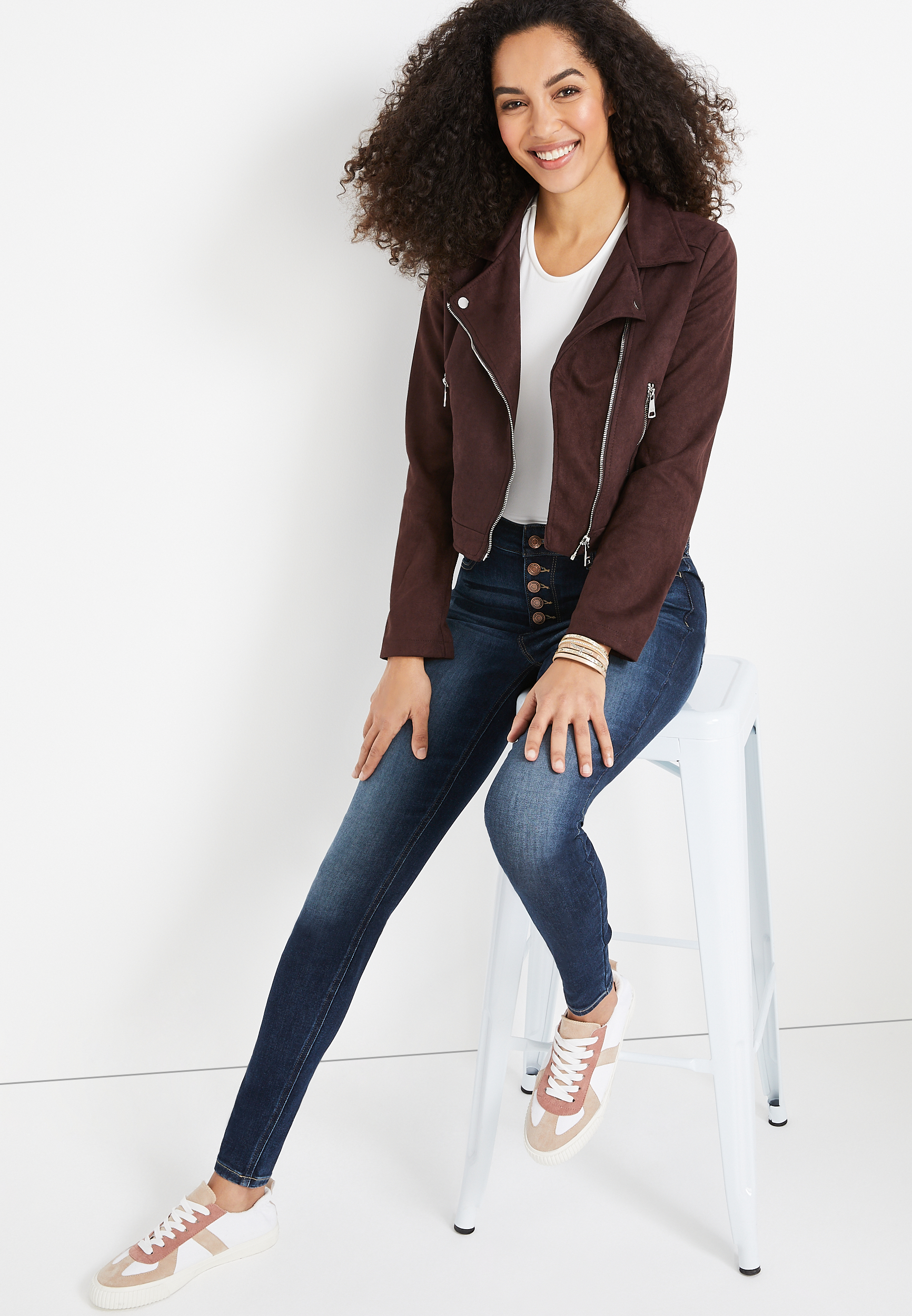 m jeans by maurices&trade; Cool Comfort High Rise Button Fly Jegging, DARK SANDBLAST, large