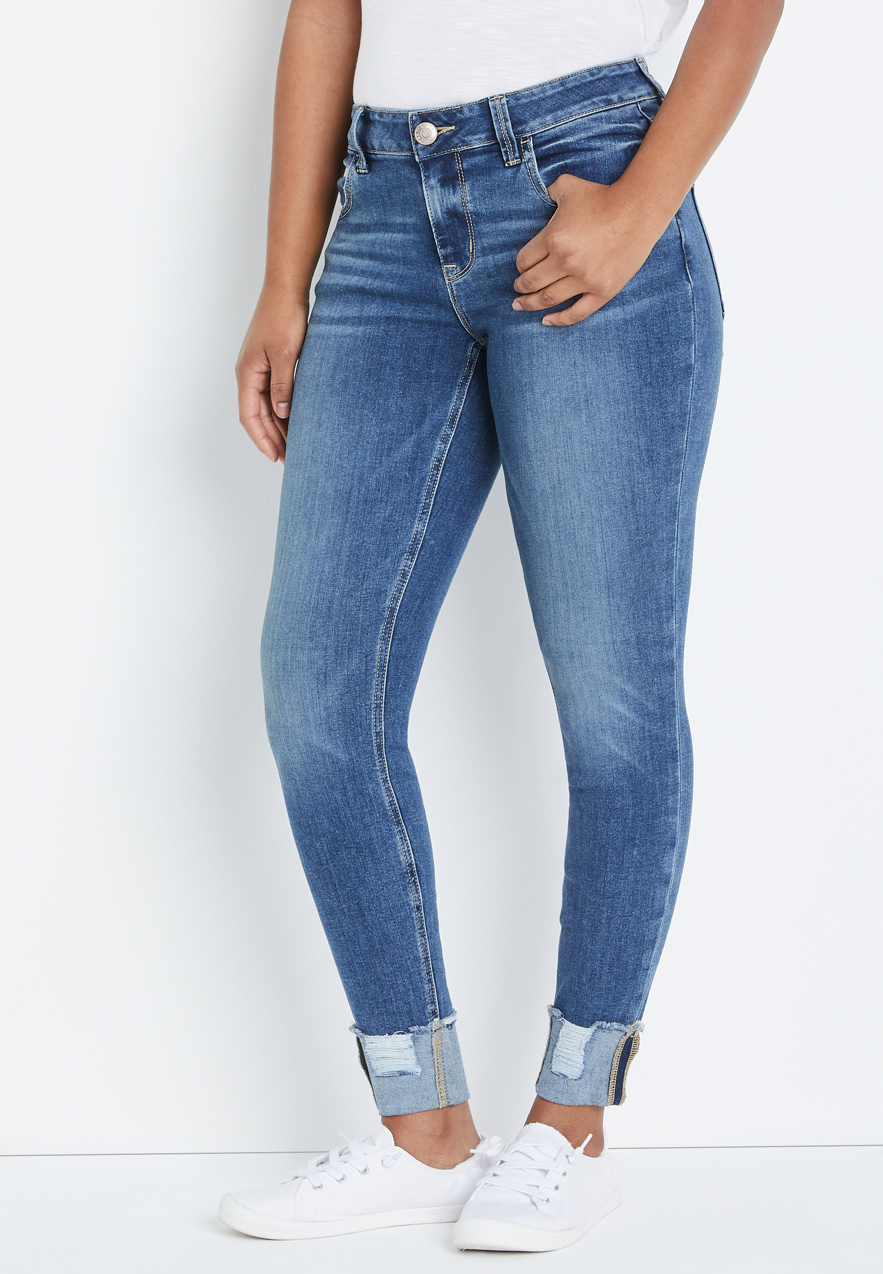 m jeans by maurices™ Cool Comfort Mid Rise Cuffed Hem Jegging | maurices