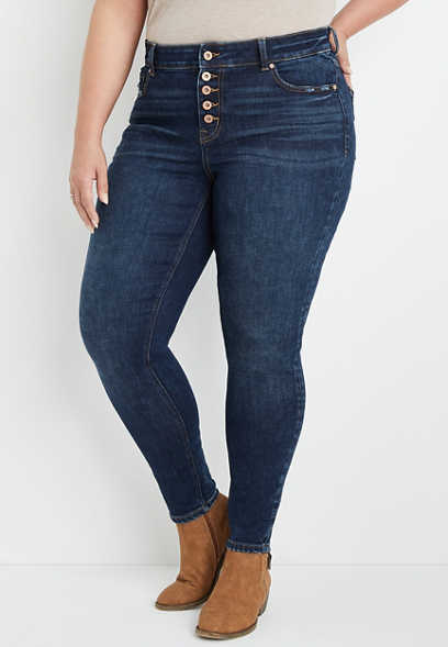 Plus Size edgely™ Super Skinny High Rise Button Fly Jean