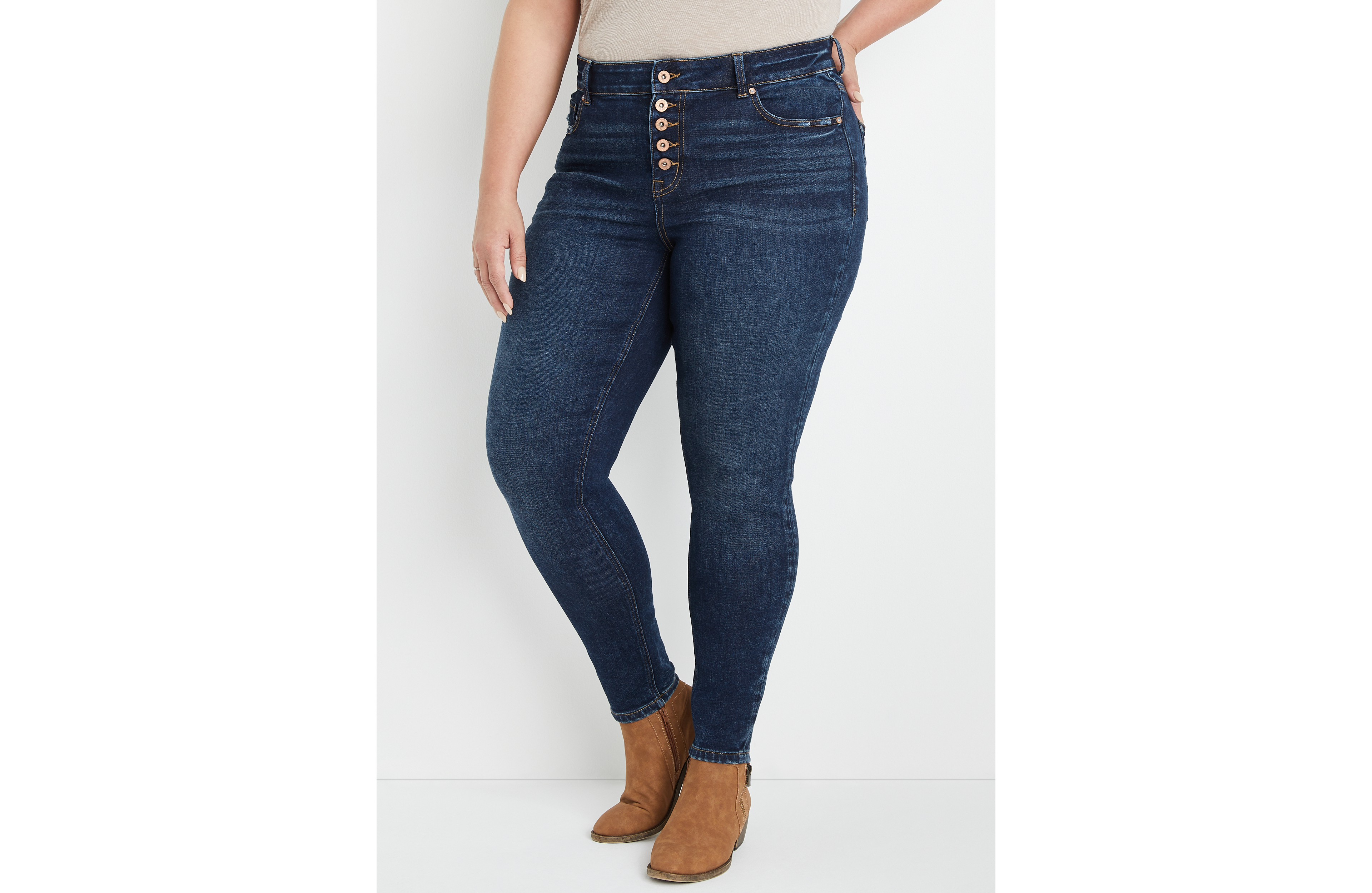 Plus Size edgely™ Super Skinny High Rise Button Fly Jean