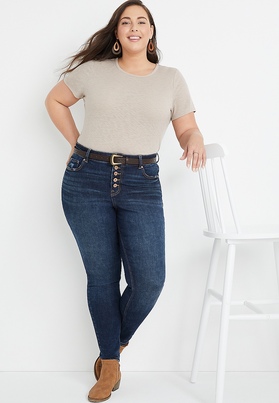 løgner mønt inerti Plus Size edgely™ Super Skinny High Rise Button Fly Jean | maurices
