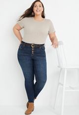 Plus Size edgely&trade; Super Skinny High Rise Button Fly Jean, C258, small