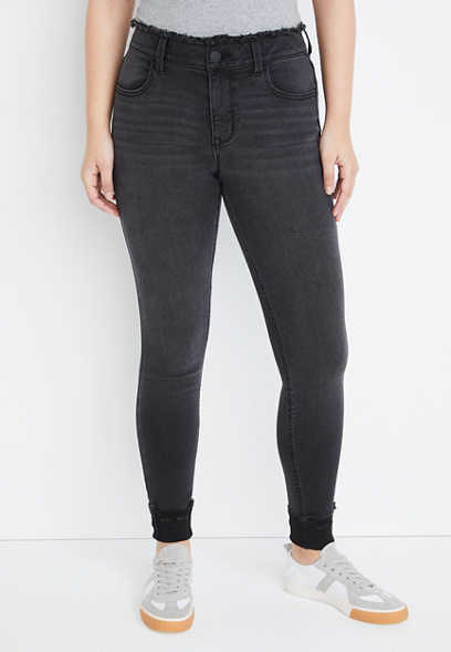 m jeans by maurices™ Cool Comfort Black High Rise Frayed Waist Jegging
