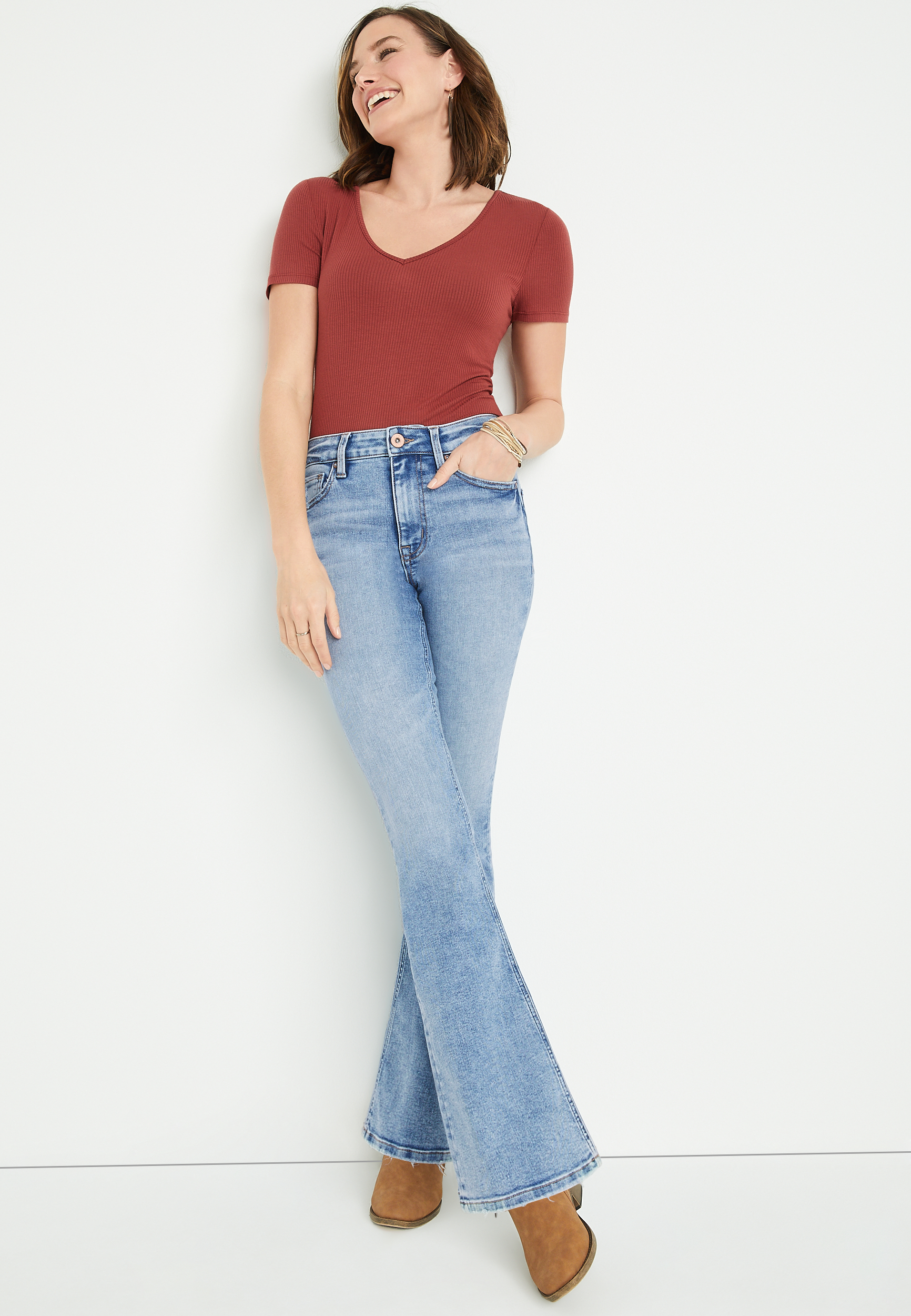 edgely&trade; Flare High Rise Jean, , large