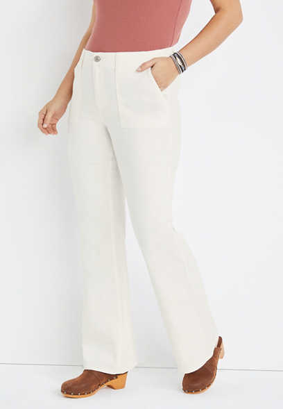 Plus Size m jeans by maurices™ White Flare High Rise Jean
