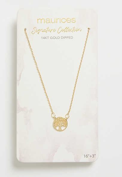 14k Gold Plated Dainty Tree Necklace