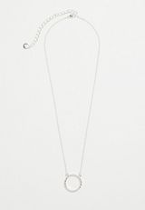 Sterling Silver Dipped Dainty Circle Necklace, , small