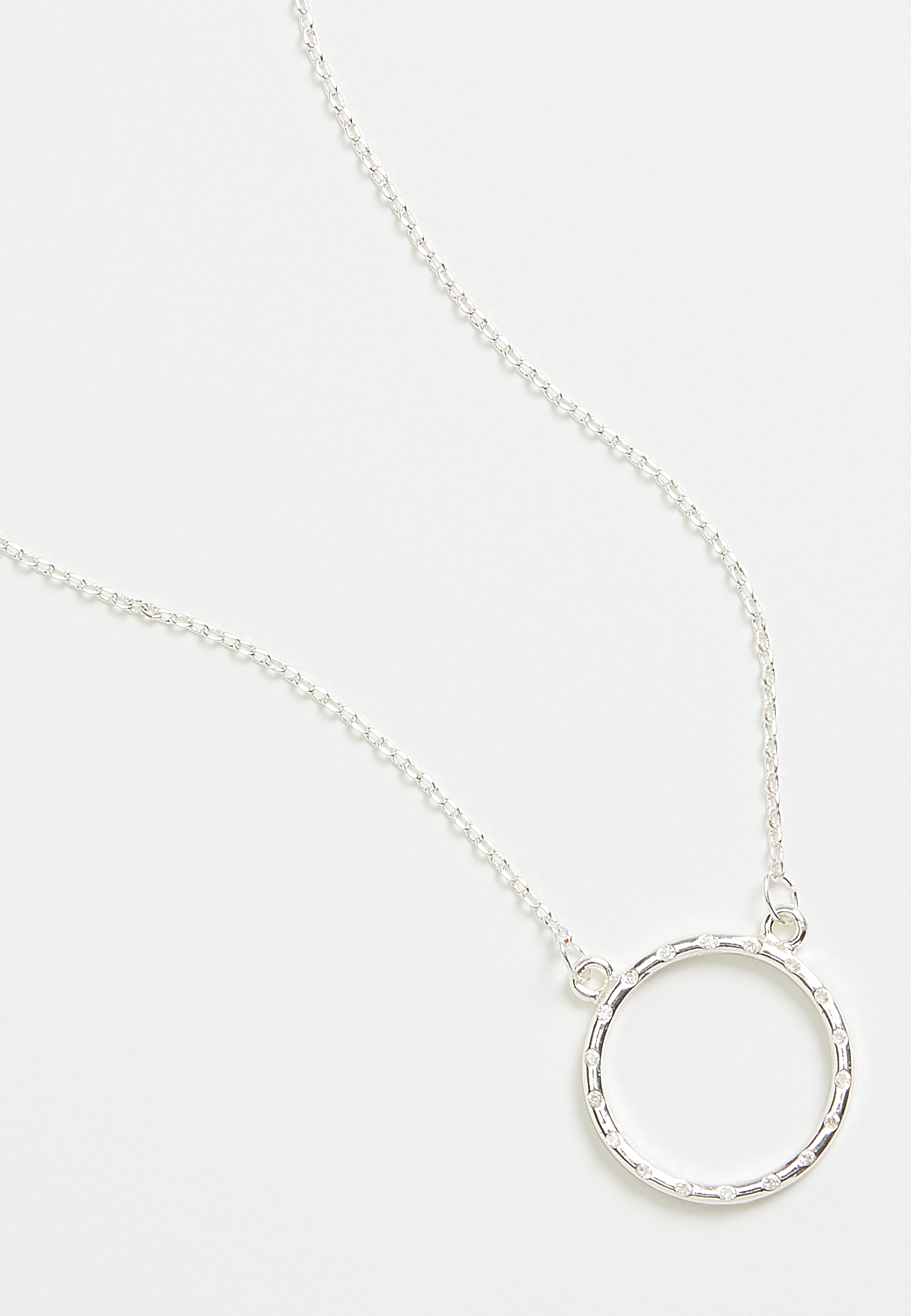 Sterling Silver Dipped Dainty Circle Necklace, , large