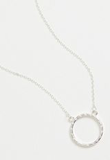 Sterling Silver Dipped Dainty Circle Necklace, , small