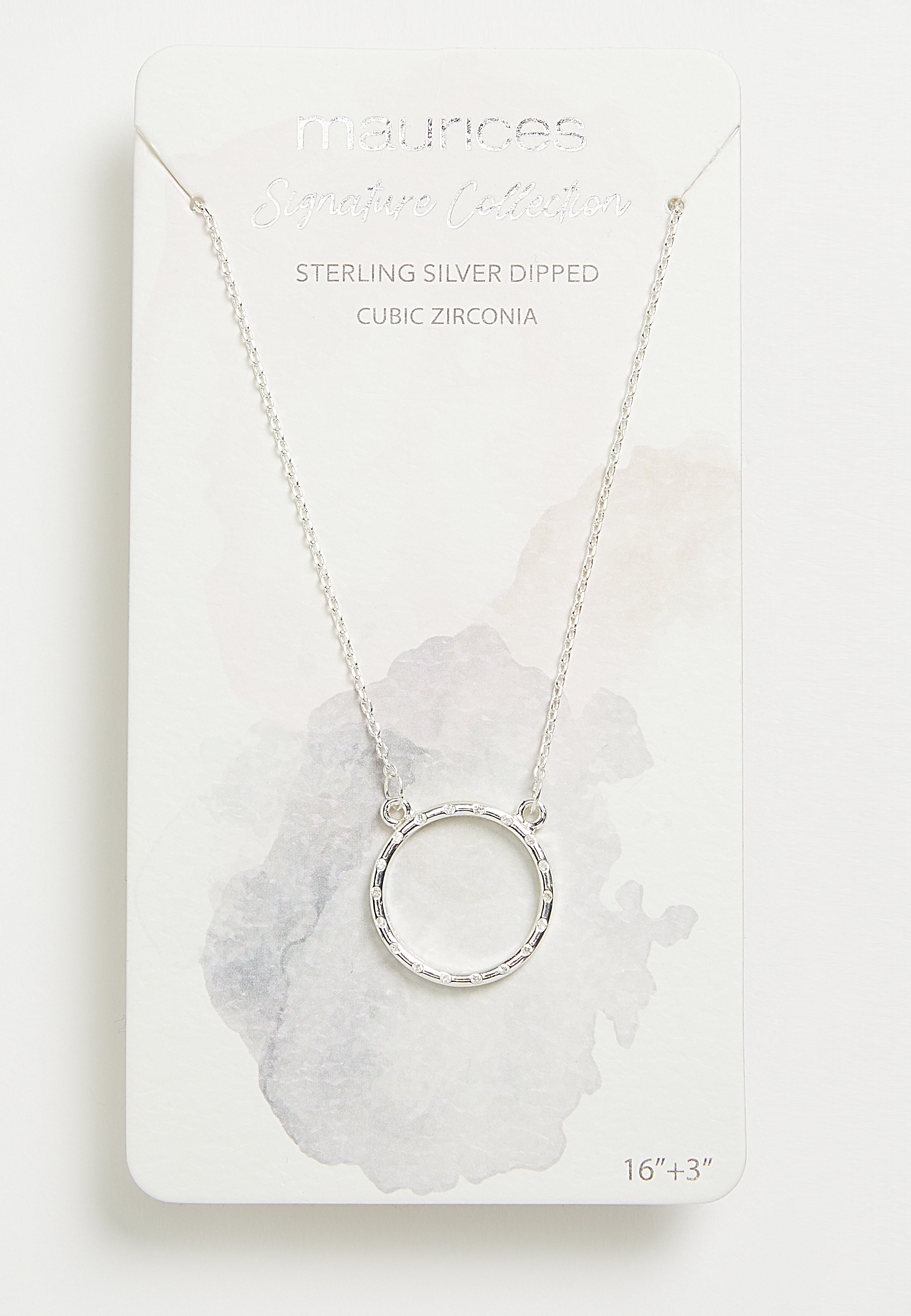Sterling Silver Dipped Dainty Circle Necklace, , large