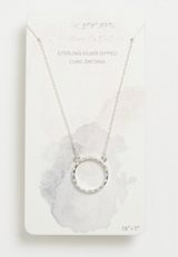 Sterling Silver Dipped Dainty Circle Necklace, , small
