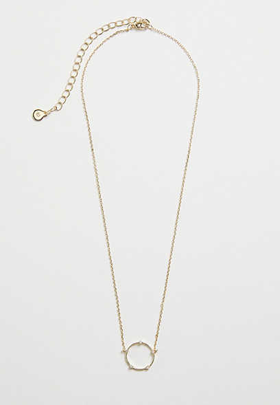 14k Gold Plated Dainty Circle Necklace