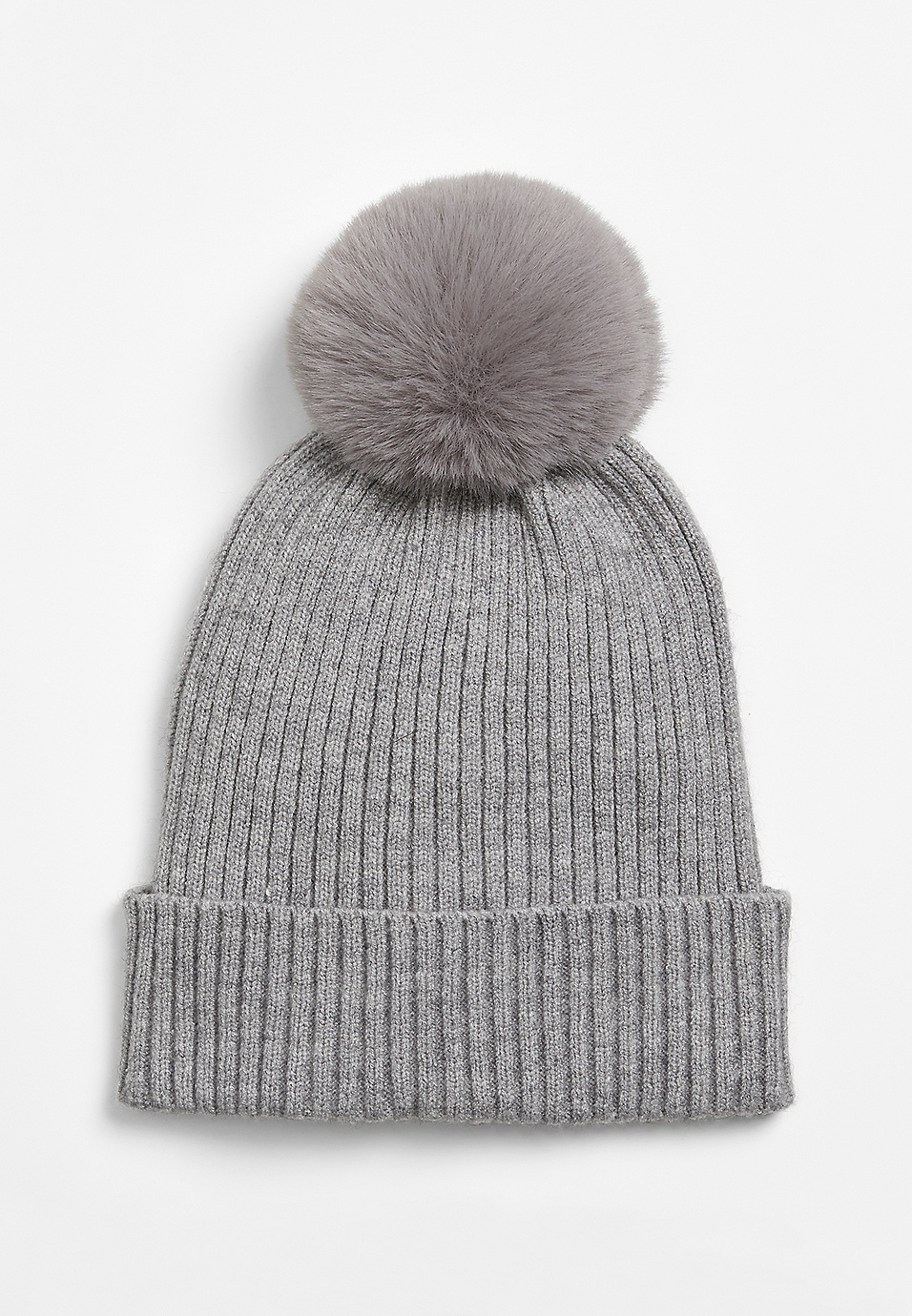 Gray Faux Pom Beanie | maurices