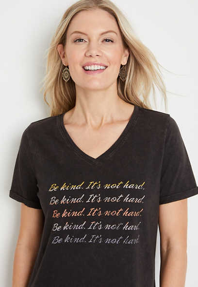 Be Kind V Neck Graphic Tee