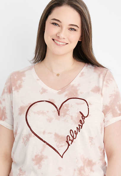 Plus Size Pink Tie Dye Blessed Graphic Tee