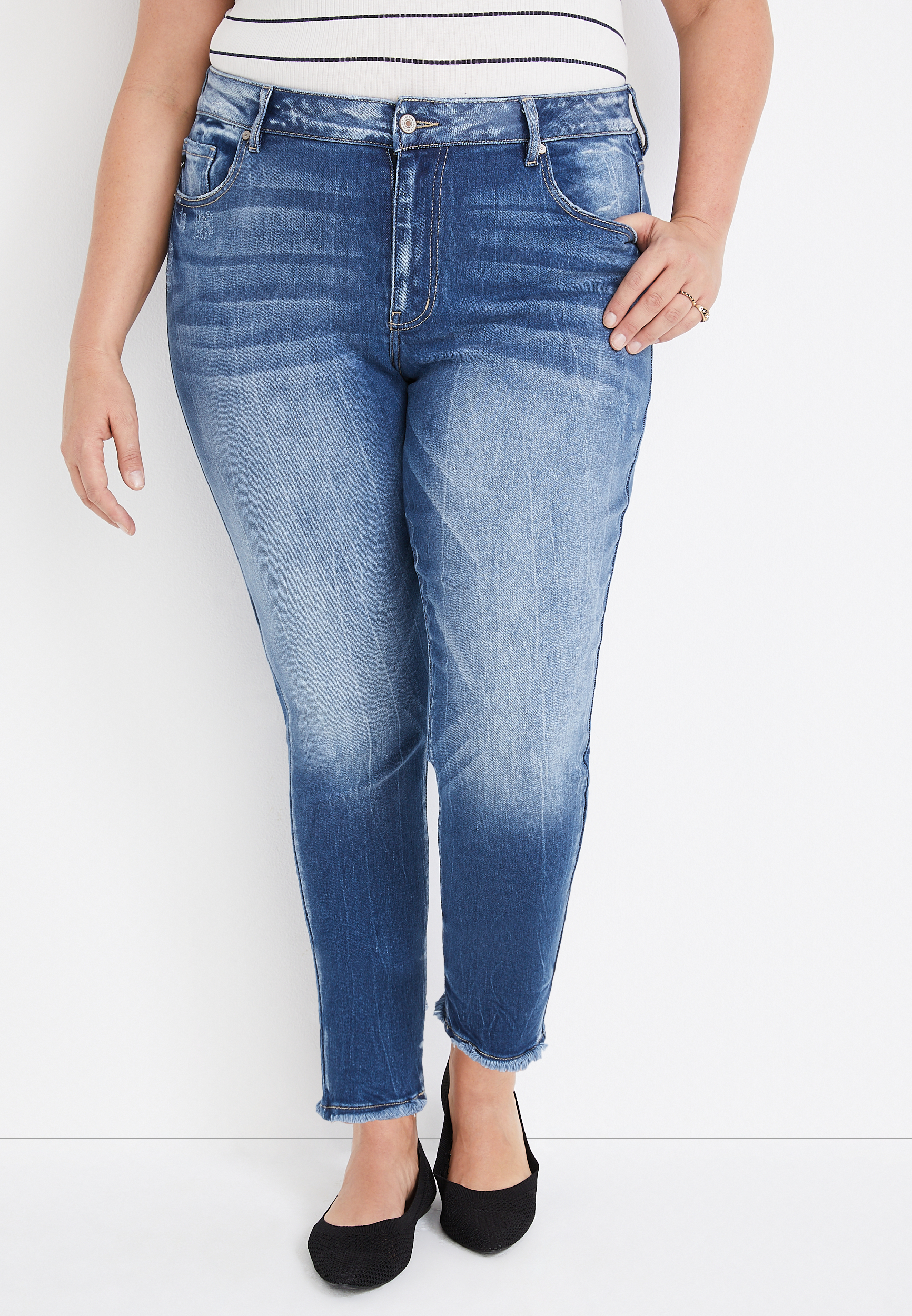 Plus Size KanCan™ Skinny Curvy High Rise Frayed Hem Jean maurices