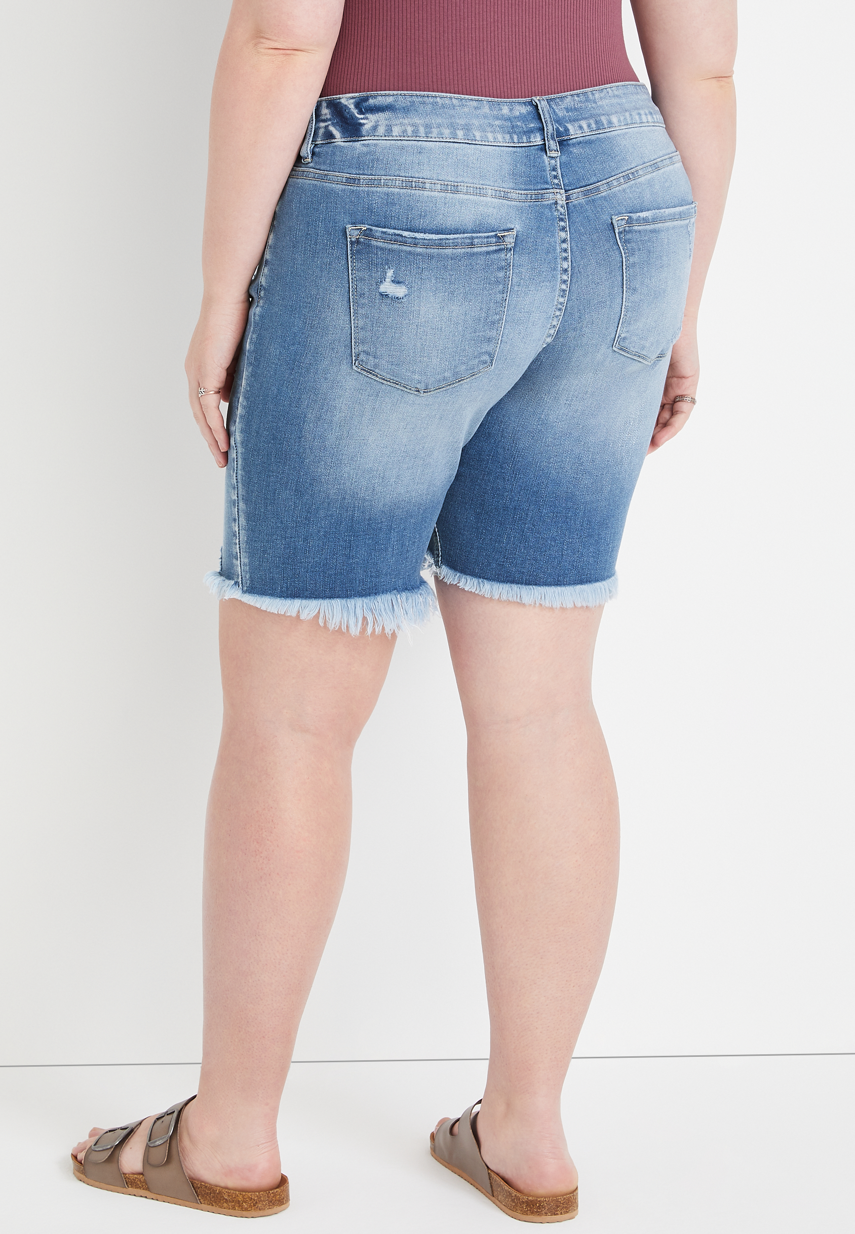 Plus Size KanCan&trade; Mid Rise Ripped Bermuda Short, C3337, large