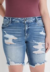 Plus Size KanCan&trade; Mid Rise Ripped Bermuda Short, C3337, small