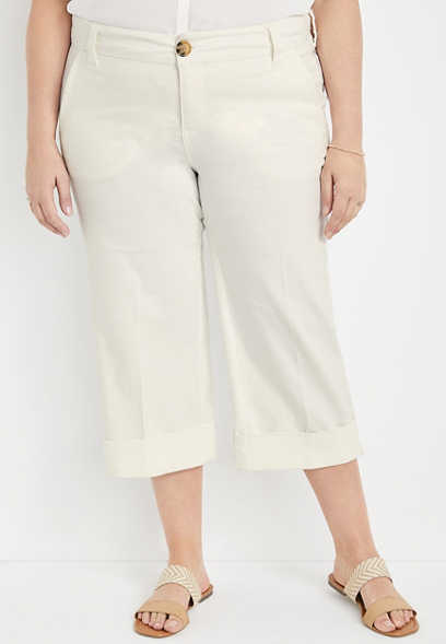 Plus Size m jeans by maurices™ White High Rise Cropped Pant