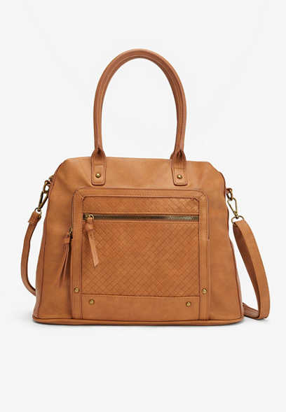 Brown Woven Satchel Bag