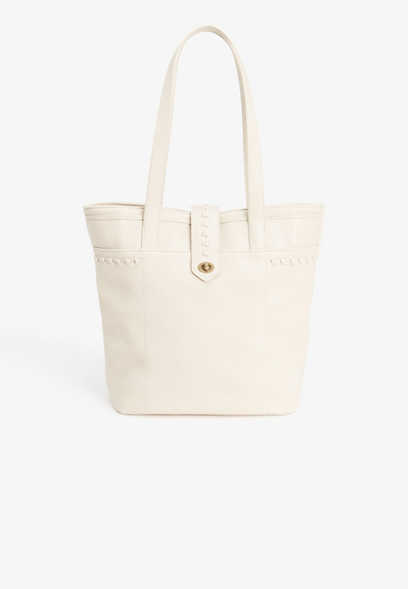 Woven Front Turn Lock Tote