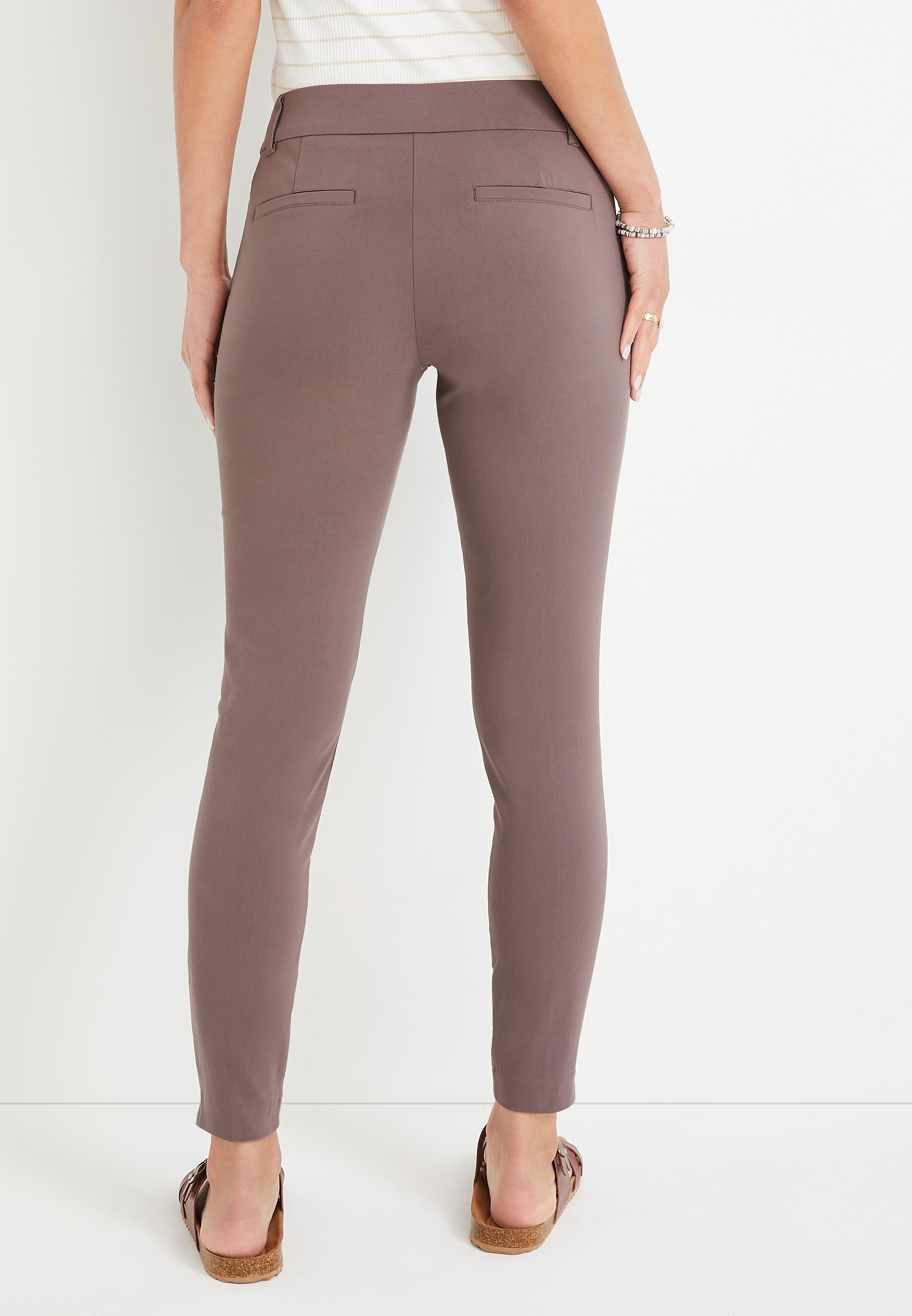 Pull On Bengaline Skinny Ankle Dress Pant, , large