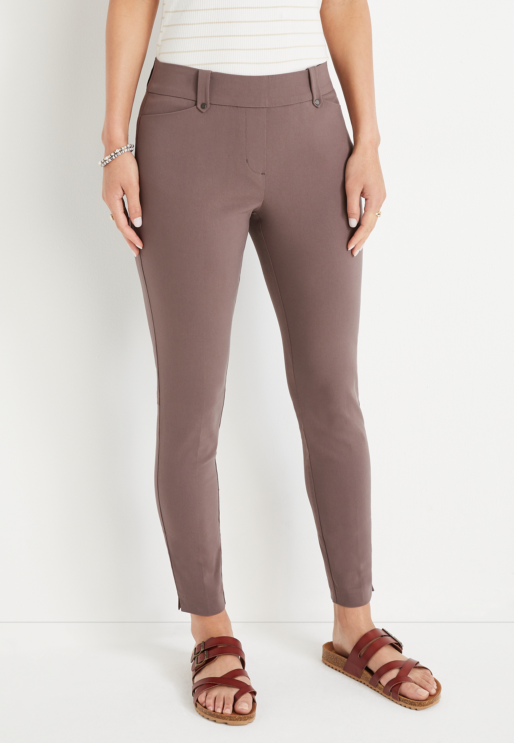 Pull On Bengaline Skinny Ankle Dress Pant, , large