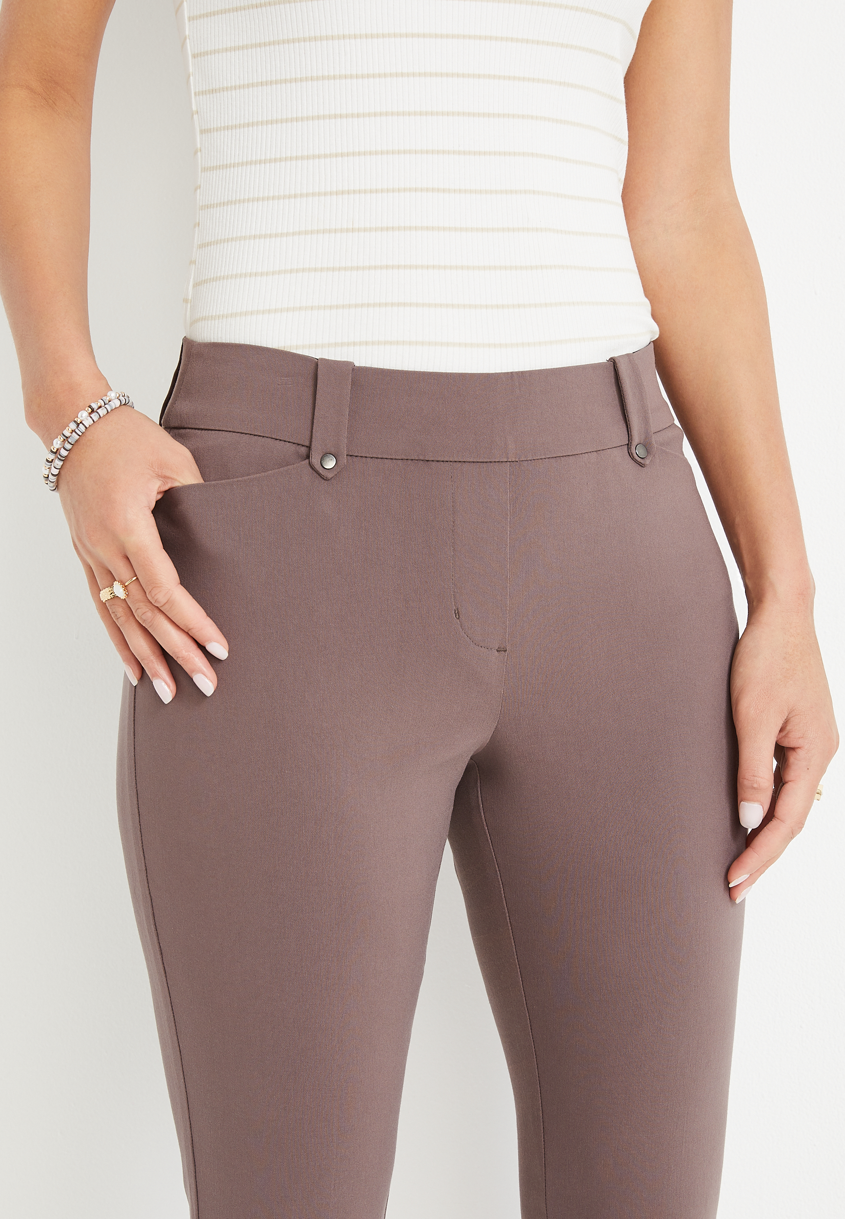 Pull On Bengaline Skinny Ankle Dress Pant, , large