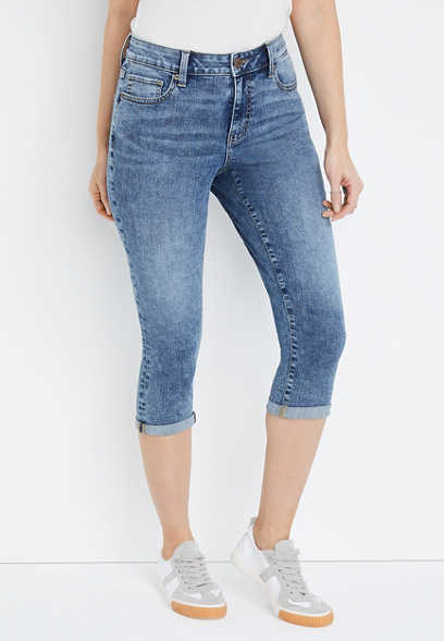 m jeans by maurices™ Classic Curvy High Rise Cuffed Hem Capri