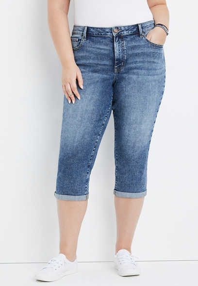 Plus Size m jeans by maurices™ Classic Curvy High Rise Cuffed Hem Capri