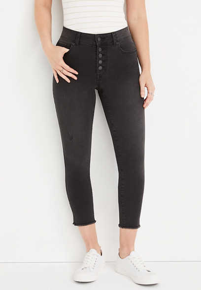 m jeans by maurices™ Black High Rise Button Fly Cropped Jean