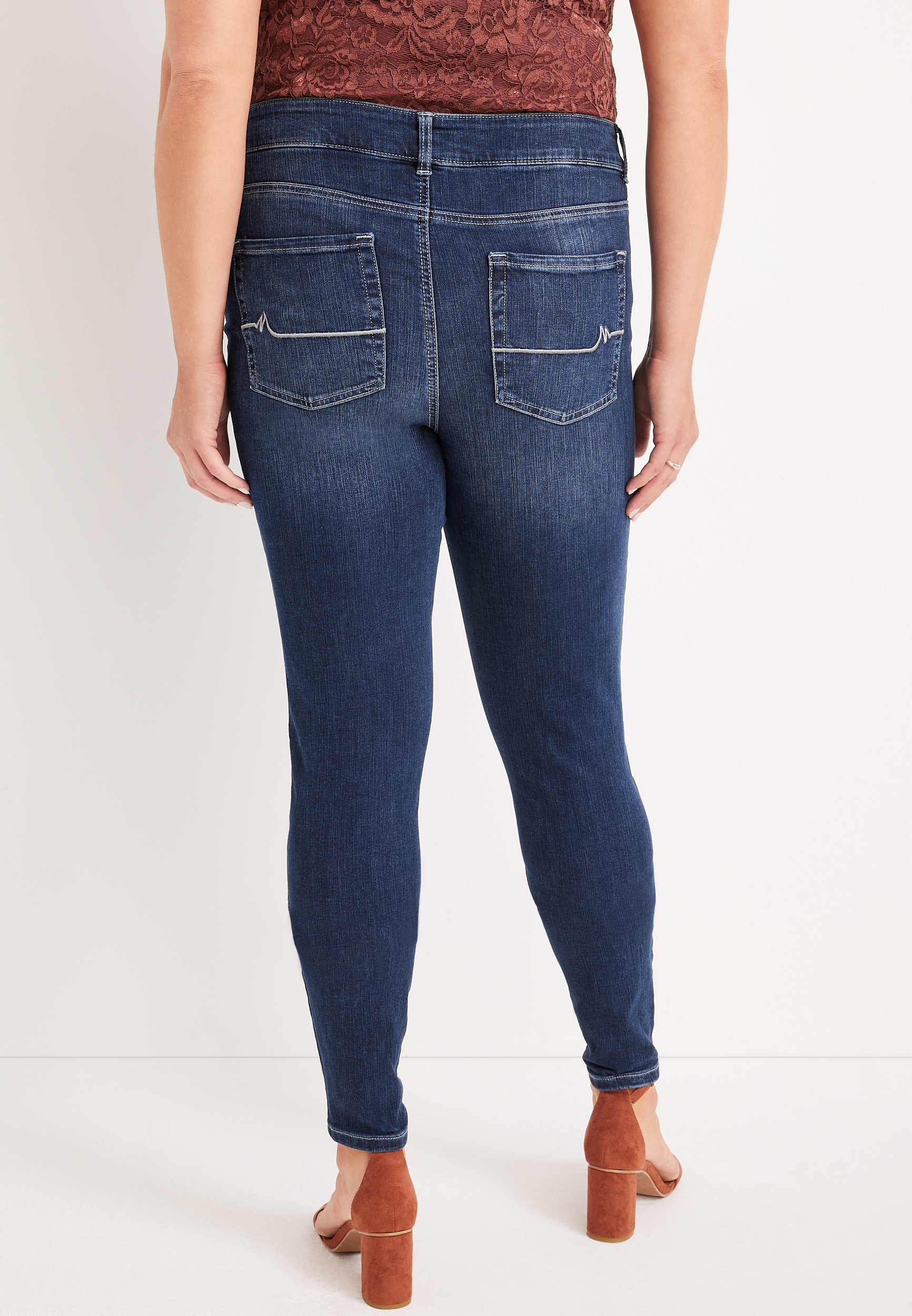 Plus Size m jeans by maurices&trade; Classic Skinny Mid Fit Mid Rise Jean, DARK SANDBLAST, large
