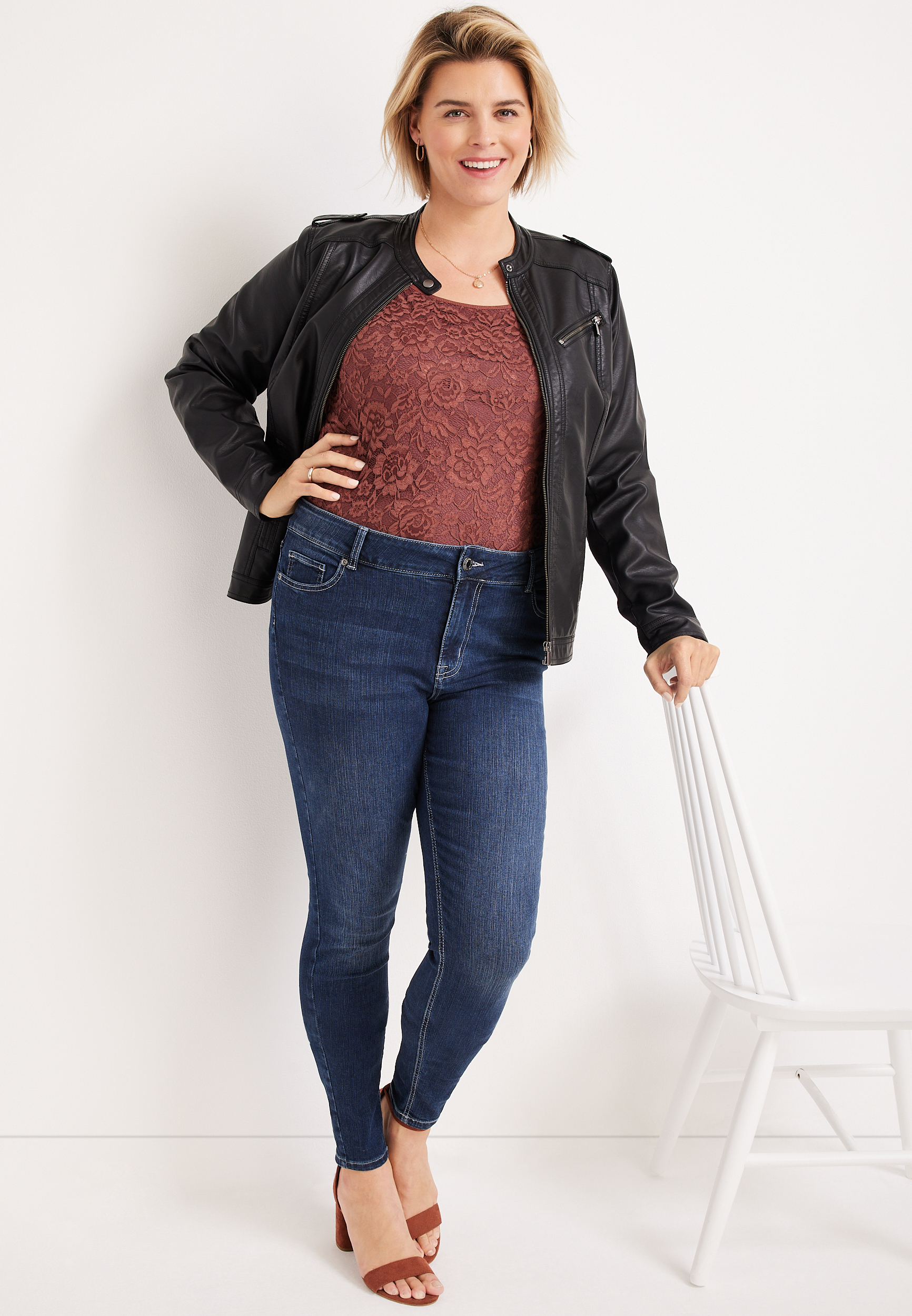 Plus Size m jeans by maurices&trade; Classic Skinny Mid Fit Mid Rise Jean, DARK SANDBLAST, large