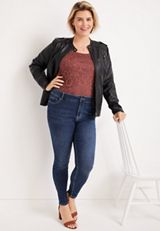 Plus Size m jeans by maurices&trade; Classic Skinny Mid Fit Mid Rise Jean, DARK SANDBLAST, small