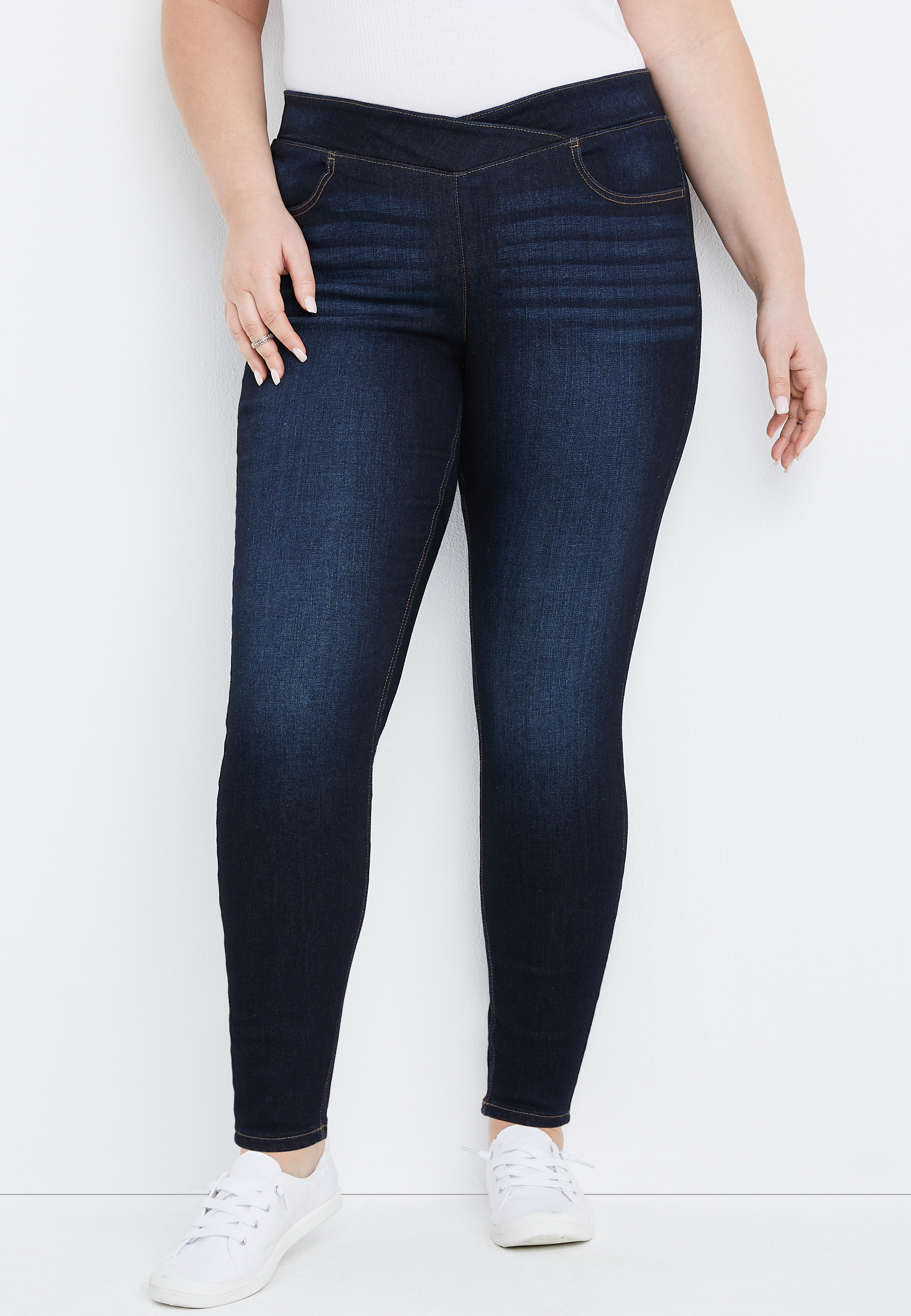 A3 Denim Women's Plus Size High Rise Pull-On Jeggings 