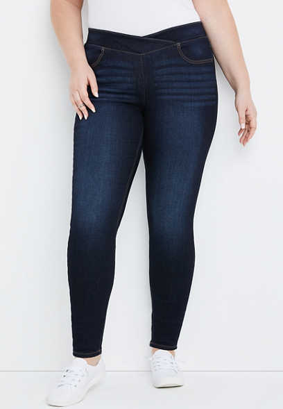 Plus Size m jeans by maurices™ Cool Comfort Plunge Pull On Super High Rise Jegging