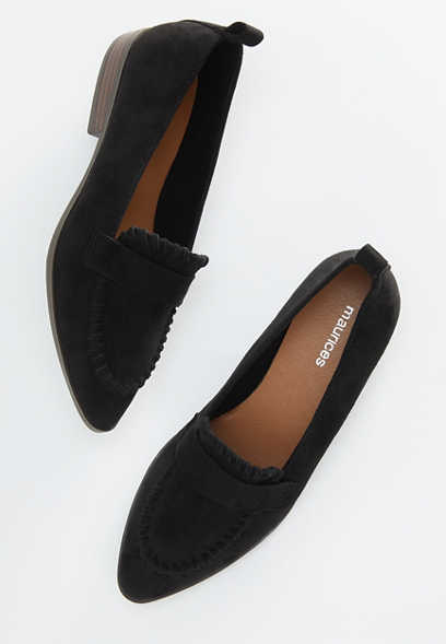 Nelly Black Faux Suede Pointed Toe Loafer